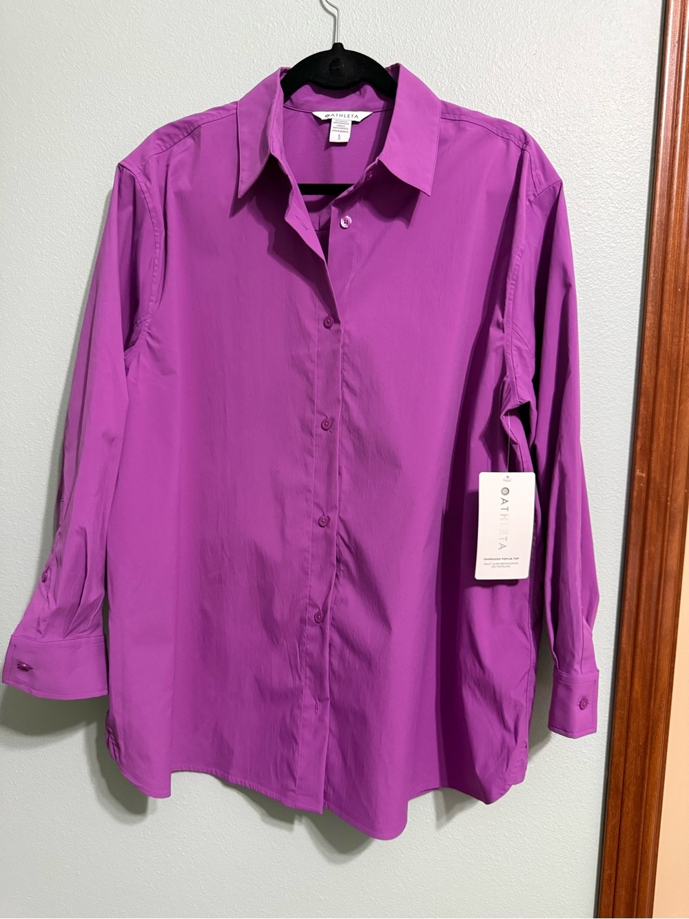 Athleta Oversized Poplin Full Zip Button-Up Women’s L Purple